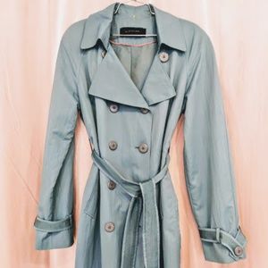 Elie Tahari Blue Trench Coat Jacket Size XL